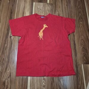 Vtg Breakdown Shirt Kids L Red Giraffe Graphic Made USA 100% Cotton Cartoon